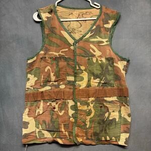 Handmade Camo Utility Vest Distressed Military Tactical Style Unisex Duck Hunt